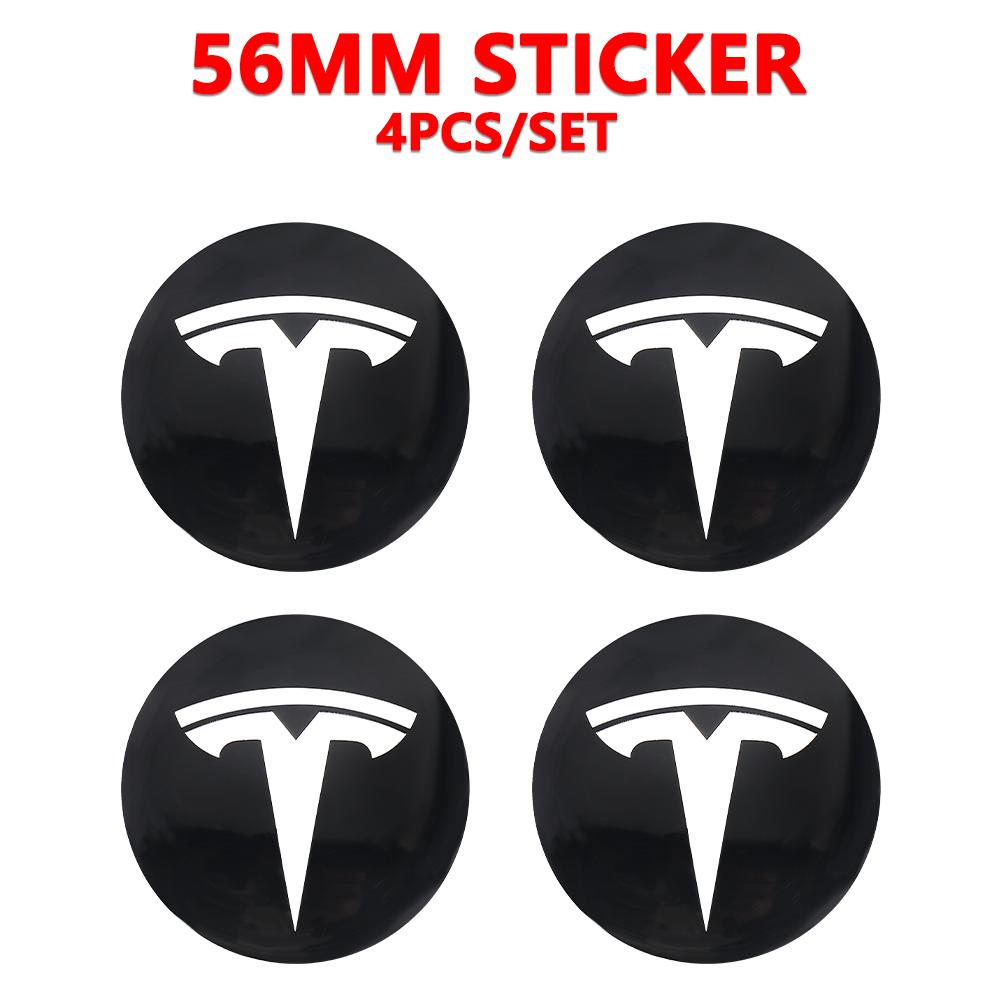ZQEZ5 4pcs/set 3D Car Wheel Center Hub Caps Sticker  Auto Emblem Wheel Center Cap for Tesla Model 3 Coil Mod WYE K80 Model S Model X