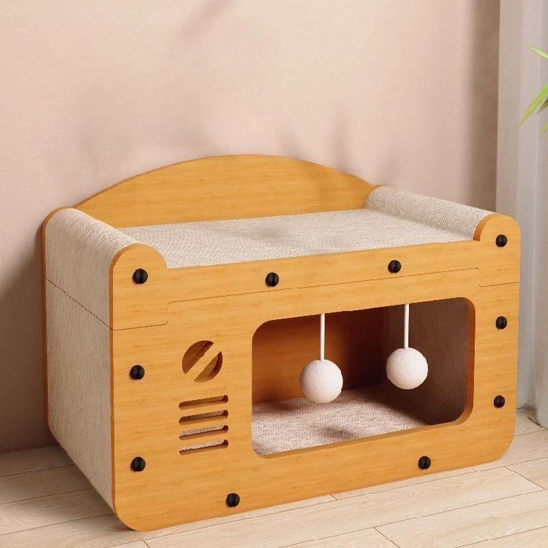 Когтеточка для кошек, износостойкая доска для кошачьих лап, интегрированная кошачья лежанка, всесезонная универсальная, кошачий домик, товары для кошачьих игрушек, не линяет, двухслойная