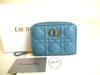 Authentic Marine Blue Leather Caro Scrlet Wallet Bifold Wallet #a076  Refurbished