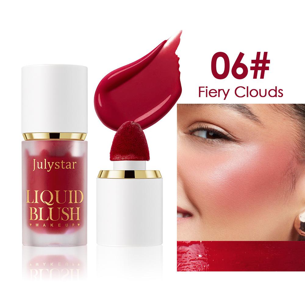 Julystar Liquid Blush Makeup with Cushion Applicator Matte & Dewy Face Blush Cream Long Lasting Lightweight Blusher Natural Looking Cheeks Tint Makeup
