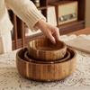 Rustic Style Salad Bowl Vintage Fruit Serving Bowl High-end Acacia Wooden Bowl  Yogurt
