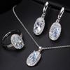 Zircon Jewelry Three-Piece Set, Bridal Jewelry Necklace Earrings Ring Set Chain