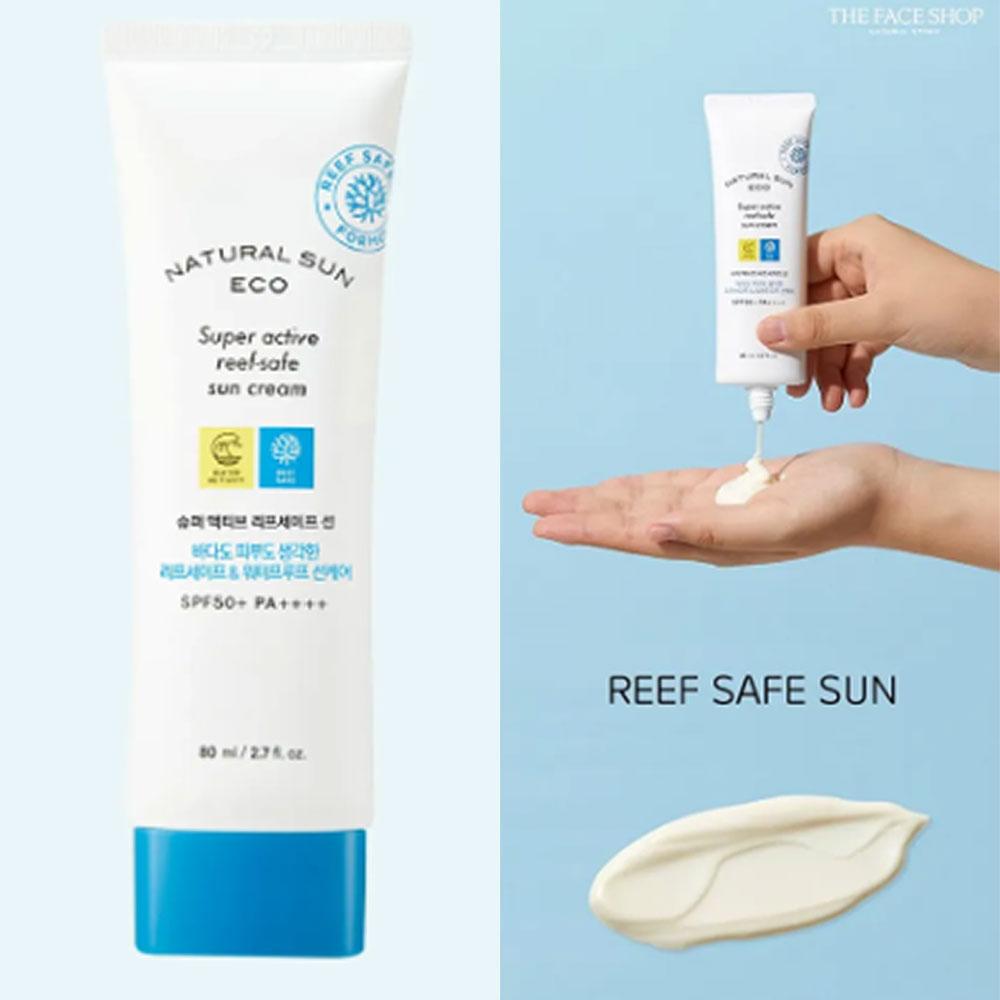 The Face Shop Natural Sun Eco Super Active Reef-Safe Солнцезащитный крем 80 мл (SPF50 +)