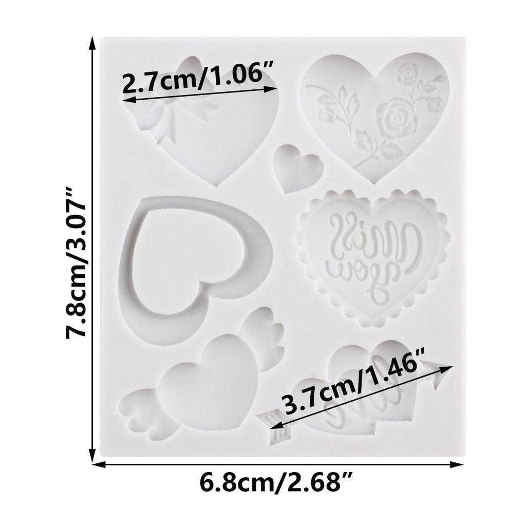 Heart Silicone Molds Love You XOXO Letter Kiss Rose Fondant Mold Cake Decorating Tools Cupcake Topper Candy Resin Clay Chocolate Gumpaste Mold