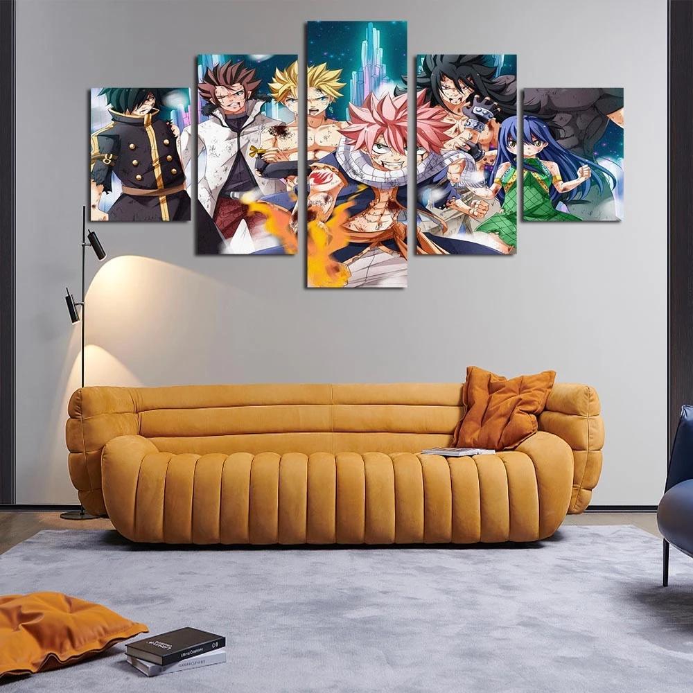 Wall Art Poster HD Printing 5 Pieces Anime Characters Canvas Paintings Modern Living Room Decoration Home Modular Frame Pictures