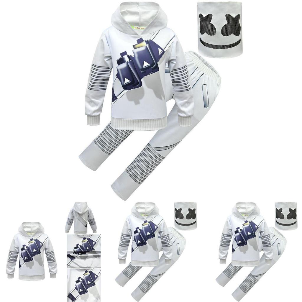 Костюм диджея Маршмеллоу для детей Мягкий и удобный худи, штаны, маска