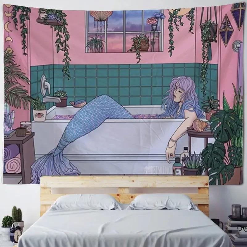 Украшение стены дома Гобелен Аниме Милая девушка Фон Офис Гостиная Гобелен