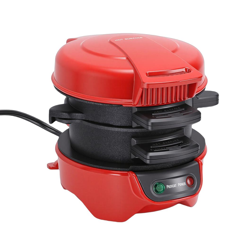 Breakfast Sandwich Maker with Egg Cooker Ring Customize Ingredients for English Muffins Croissants Mini Waffles Red US
