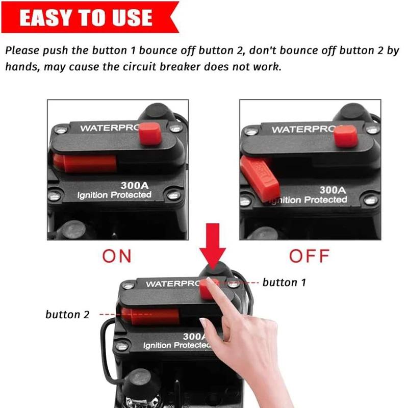 Ручной сброс встроенного предохранителя водонепроницаемый автоматический выключатель 30A 40A 50A 60A 70A 80A 100A 120A 150A 200A 250A 300A AMP для автомобиля автомобиля лодки