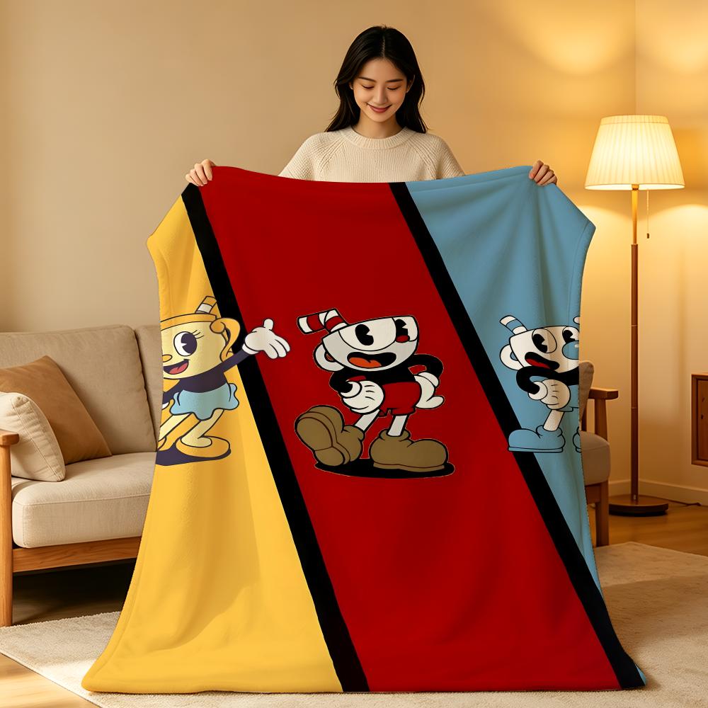 Игровое одеяло C-Cuphead, короткий плюш высокой плотности, мягкое, приятное для кожи, для дивана, для сна, в комнате с кондиционером