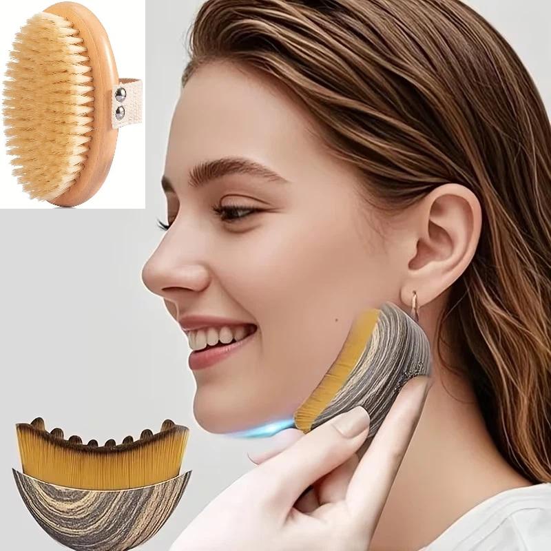 Лимфатическая Контурная Щетка для Лица Синтетические Волокна Щетка для Сухого Массажа Тела Отшелушивающая и Активирующая Кровообращение Щетка для Массажа Тела Щетка для Лица