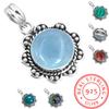 925 Sterling Silver Pendant Women Gemstone Handmade Jewelry Easter Gift Amazonite Angelite Blue Opal Botswana Agate Mohave Azurite Chrysocolla Vintage