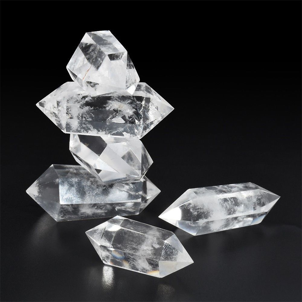 Healing Stone Reiki Treatment Hexagonal Wand White Quartz Clear Crystal Obelisk Double-pointed