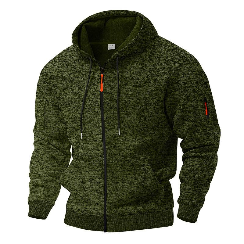 Men's Fleece-Lined Vintage Cation Workwear Hooded Zip-Up Sweatshirt with Utility Pockets