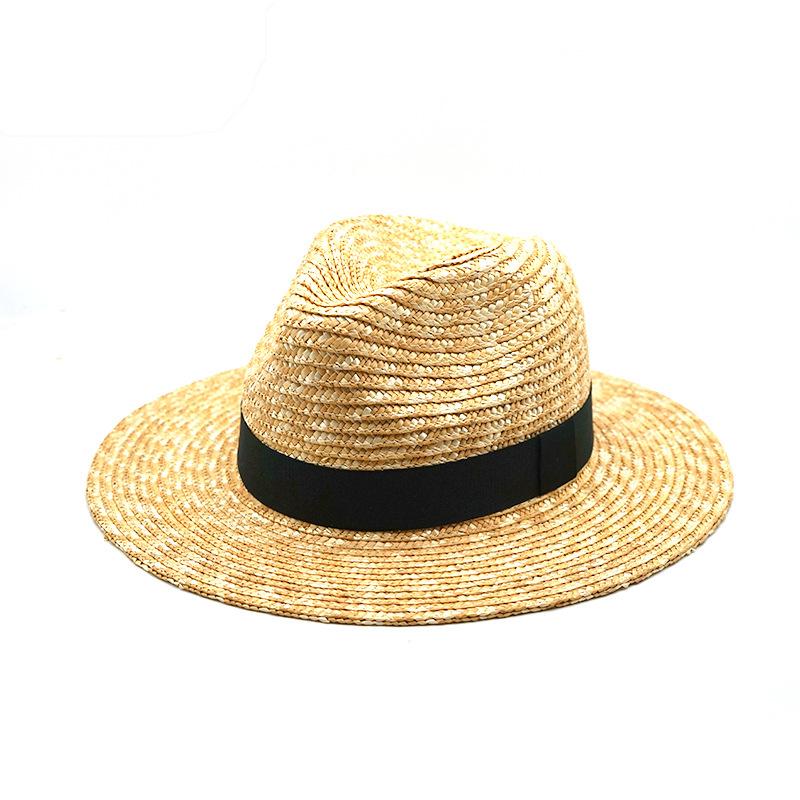 Винтажная соломенная шляпа в британском стиле с черной лентой, шляпа джентльмена, солнцезащитная дышащая солнцезащитная джазовая шляпа