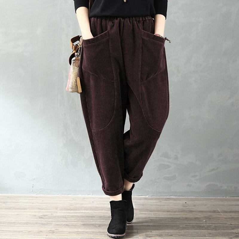 Зимние повседневные вельветовые шаровары женские модные свободные полосатые толстые спортивные брюки теплые простые элегантные брюки