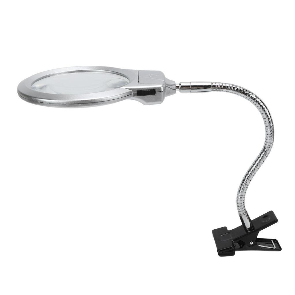 LED Illuminating Magnifier with Clamp Optical Lens Adjustment Hose Magnifying Glass with 2 LEDs for