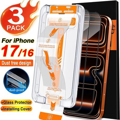 Легкая установка Защитная пленка для экрана без пыли для iPhone 17 Pro Max/17 Pro/17 Air 16 Pro Plus Закаленное стекло Защитные пленки от царапин