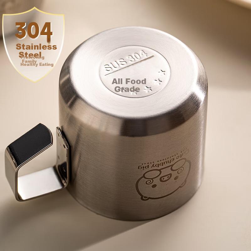 Onlycook 304 Stainless Steel Double-Layer Water Cup Household Children's Milk Cup Double-Layer Insulated Water Cup with Handle 150ml