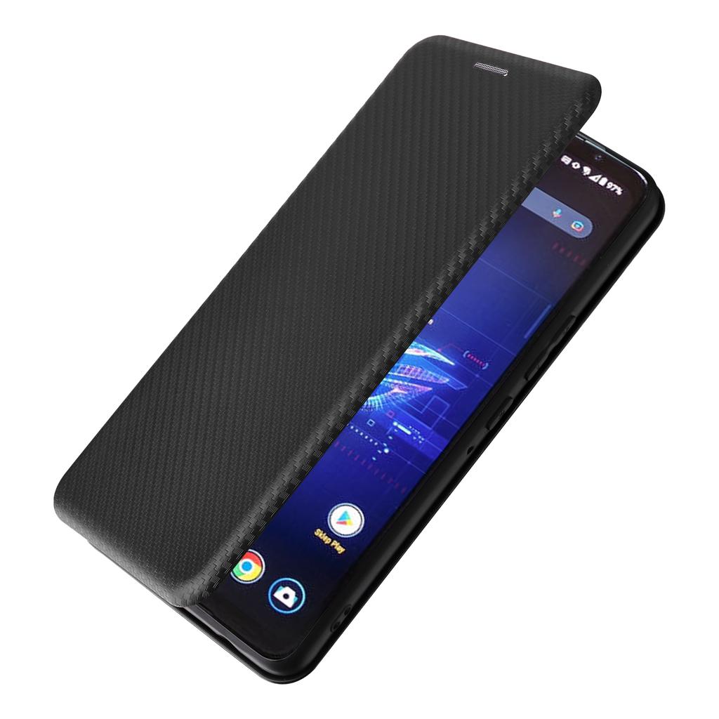 Кожаный чехол для Asus ROG Phone 8 Pro 5G/8 5G со слотом для карт, текстура углеродного волокна