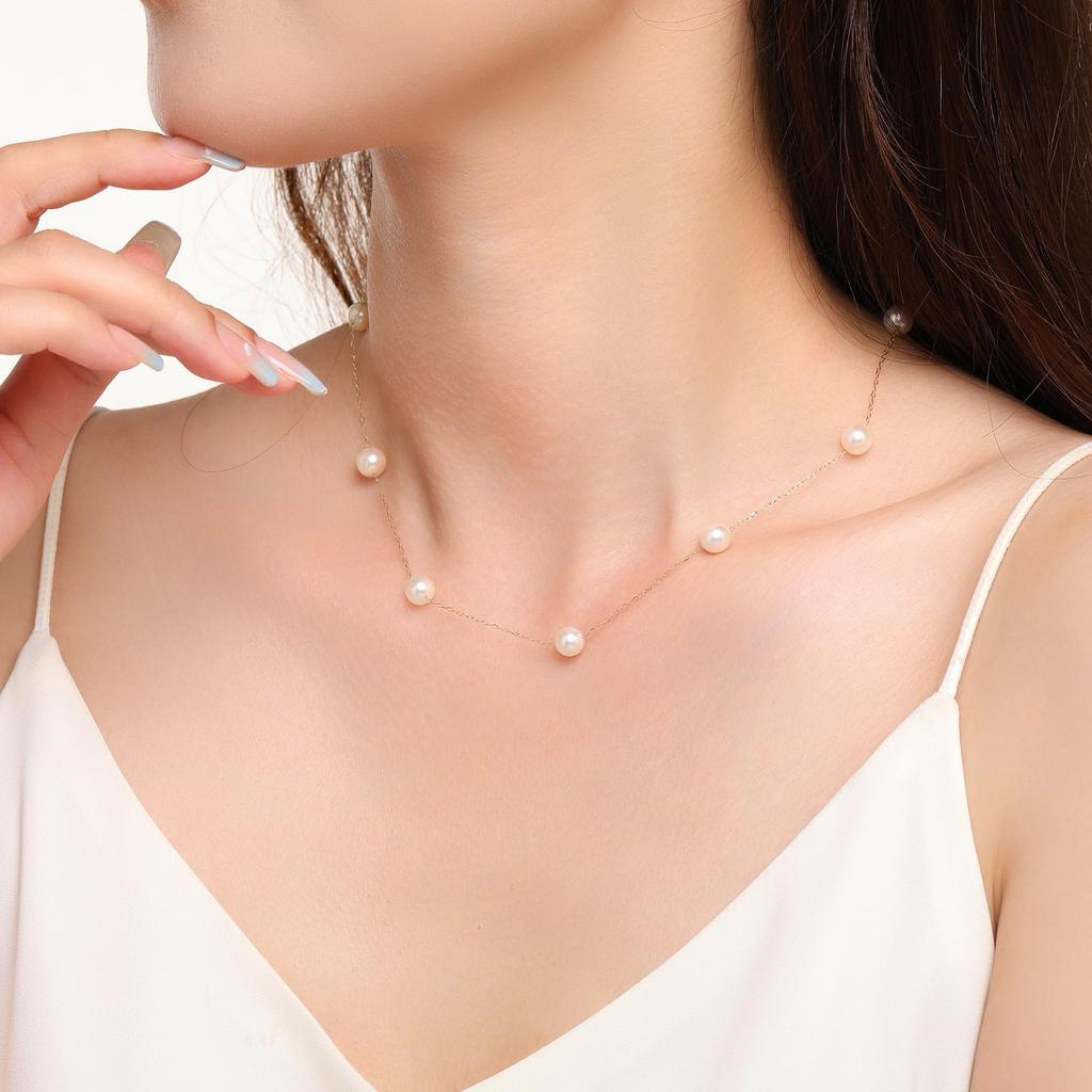 ЖЕМЧУГ Сделано в Японии Ожерелье из натурального жемчуга для настоящего жемчуга Акойя Повседневная носка Жемчужная станция [KOKO JEWELRY] Женщины, Жемчуг, (Тип G.11)