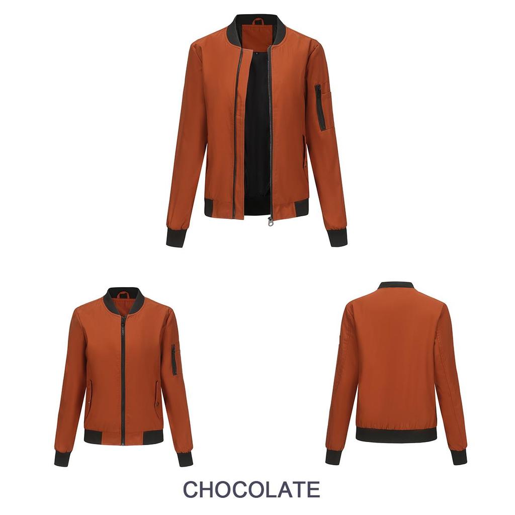 Женская куртка-бомбер с длинными рукавами, бейсбольный воротник, тонкая свободная верхняя одежда, летные куртки на молнии, весенне-осеннее пальто