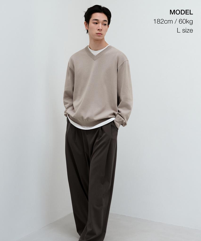 MUSINSA STANDARD Washable Supima Cotton V-Neck Knit [Mushroom]
