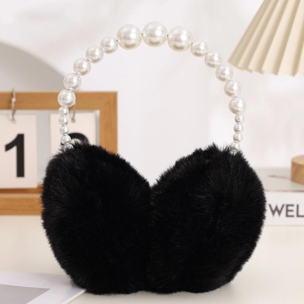 Soft Plush Ear Covers Anti-rabbit Fur Pearl Ear Protect Fashion Ear Muffs Women