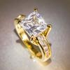 Princess Square CZ Finger Ring Female Luxury Wedding Band Accessories Gorgeous Gold Color Engagement Accessories Jewelry