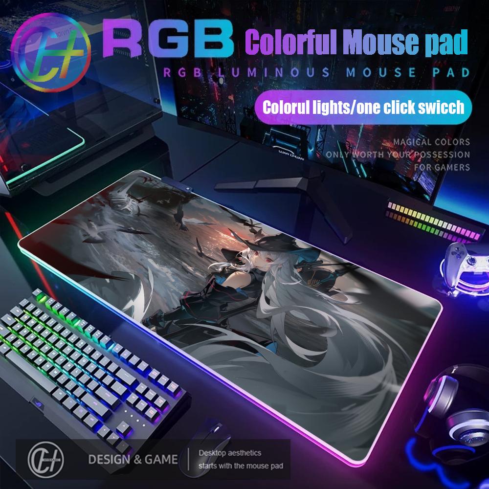 Arknights Амия Чен Нянь Даск Лин Скади Техас Большой Коврик для Мыши RGB Игровой Коврик для Мыши Стол Геймер Большой Светодиодный Свет XXL Коврик для Мыши