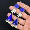 Natural Lapis Lazuli Daughter Wedding Dangle New Earrings 925 Sterling Silver