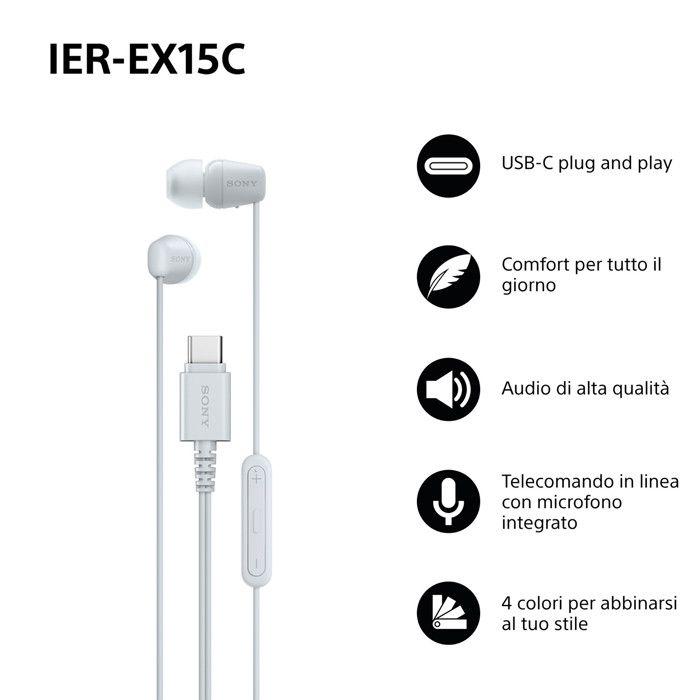 Écouteurs intra-auriculaires - SONY - IER-EX15C - USB-C - Blanc - Isolation de bruit active