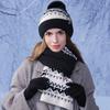 Winter Hat Scarf Three-piece Set Women's Velvet Ear Protection Coldproof Warm Cap Outdoor Knitted Wool Cap