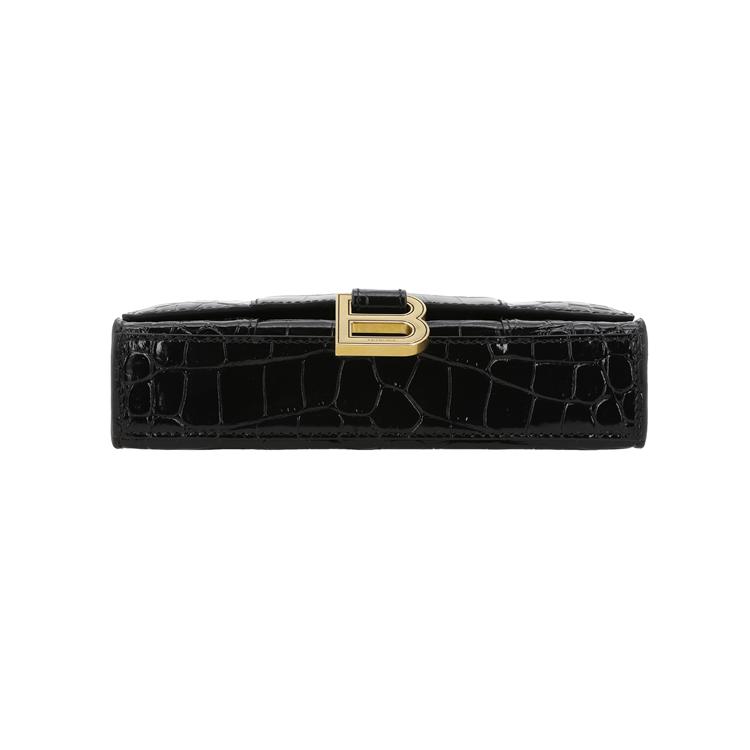 Balenciaga Hourglass Chain Leather Wallet Crossbody Bag Mini Women bags Black 6560501LRGM1000