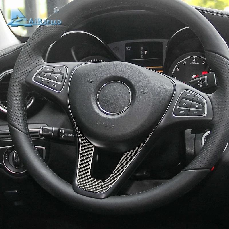 AIRSPEED для Mercedes Benz W204 W205 W211 W203 GLA GLC Наклейка Аксессуары Отделка салона из углеродного волокна Рулевое колесо автомобиля