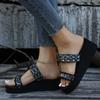 Women Sandals Bling Heels Sandals With Platform Shoes For Women Summer Indoor Outdoor Slippers Lightweight Wedge