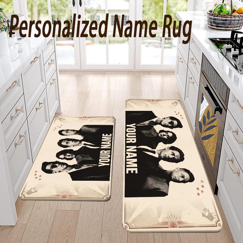 Custom Name Arctic Monkeys Flannel Area Rug Kitchen Floor Mat Personalized Home Decoration