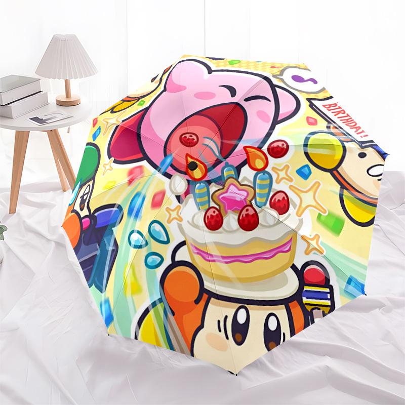 1PC Kirby Party Auto Open/close Folding Portable Umbrella  with 8 Rib Structure for Women/Men, All-Season Use   0901158