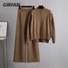 Autumn and Winter Women's Knitted Sweater Two-piece Loose Casual Temperament Wide-legged Pants Set