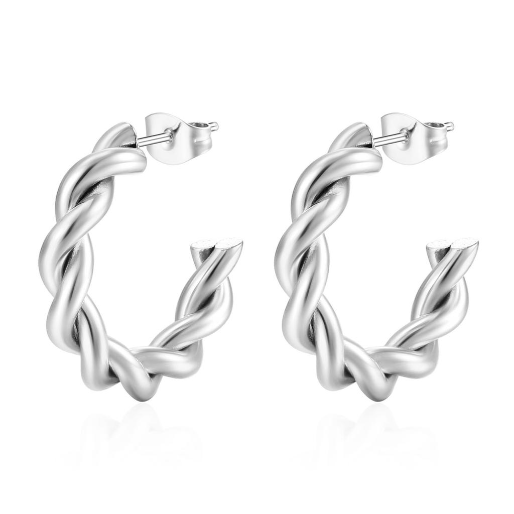 Серьги Twist из нержавеющей стали, легкие, роскошные, женские, трендовые, золотые, C-образные серьги, украшения для ушей из титановой стали