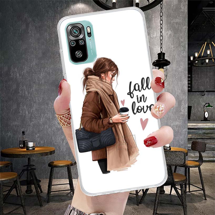 Девушка Босс Женский Кофе Мягкий Чехол Для Телефона Для Xiaomi Redmi Note 15 14 14S 13 12 Pro Plus 12S 11 11S 11E 10 10S 11T 5G Fundas Coque