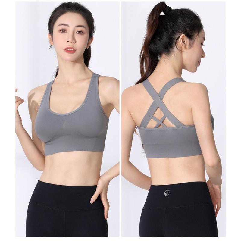 Women Plus Size Cross Back Shockproof Quick Dry Sports Bra For Yoga Running Gym