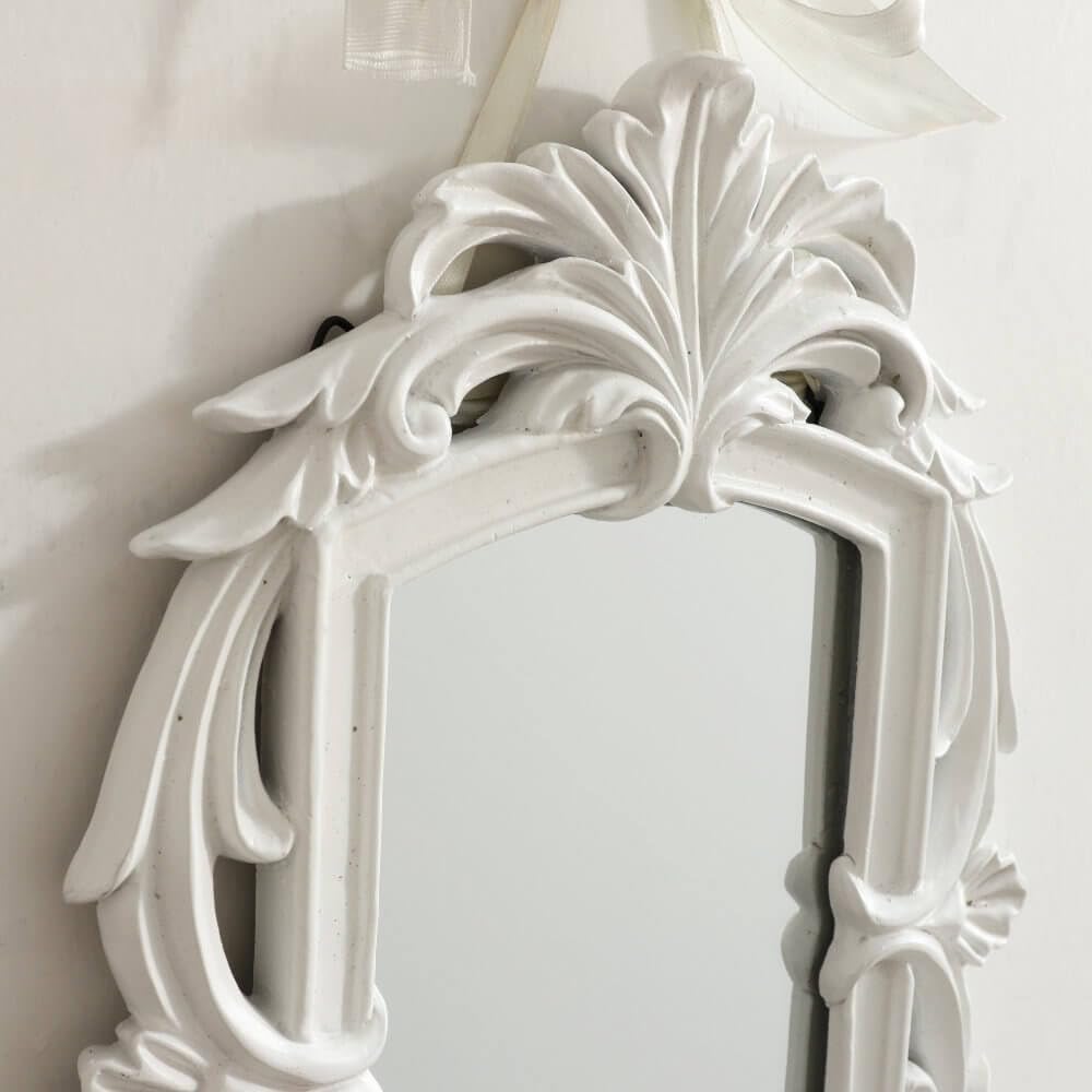 Настенное зеркало ручного типа в античном стиле с лентой для декоративного зеркала, крепление, белое,