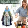 Handmade Resin Kitchen Witch Luck Charm Witch Figurine Hanging Decoration Cartoon Cooking Witch Statue Gift for Mom Home Kitchen Decor