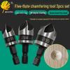 Three-Piece 90° Hex Shank Carbon Steel Countersink Bit Set: 12/16/19mm, 5-Flute Chamfering & Deburring Tool for Woodworking