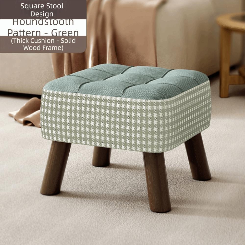Soft Upholstered Seat Ottoman Compact Design Soft Pack Stool Shoe Changing Stool Living Room