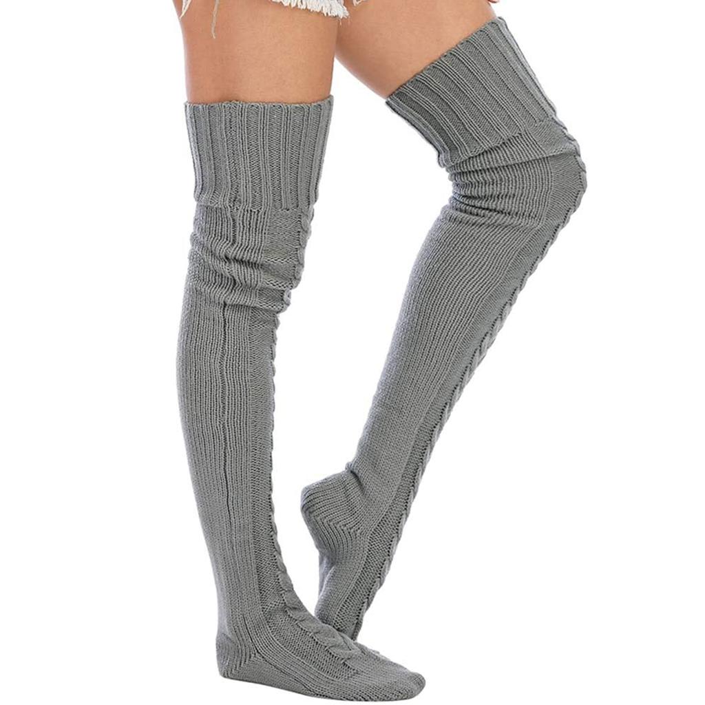 Women's Thigh High Socks Over the Knee Cable Knit Boot Socks, Long Warm Fashion Leg Warmers Winter
