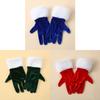 Stretch Fit Christmas Mittens Plush Accessories Santa Gloves
