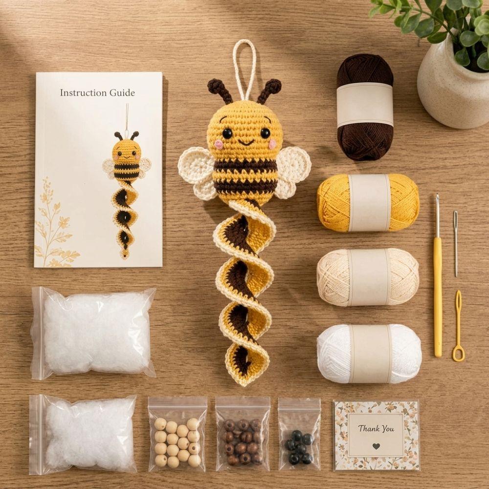 Bunny Frog DIY Spiral Animal Hanging Ornament Hummingbird Forest Animal Knit Set Holiday Gift