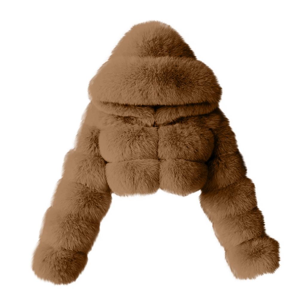 Женская модная куртка, однотонное плюшевое пальто с длинными рукавами и капюшоном